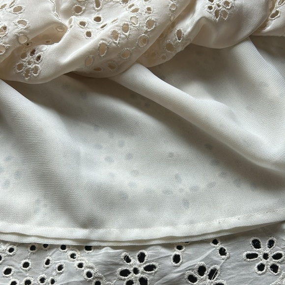Ulla Johnson Mini Skirt Ivory Silk Embroidered Eyelet Scalloped Hem Sz 4 - Picture 9 of 9